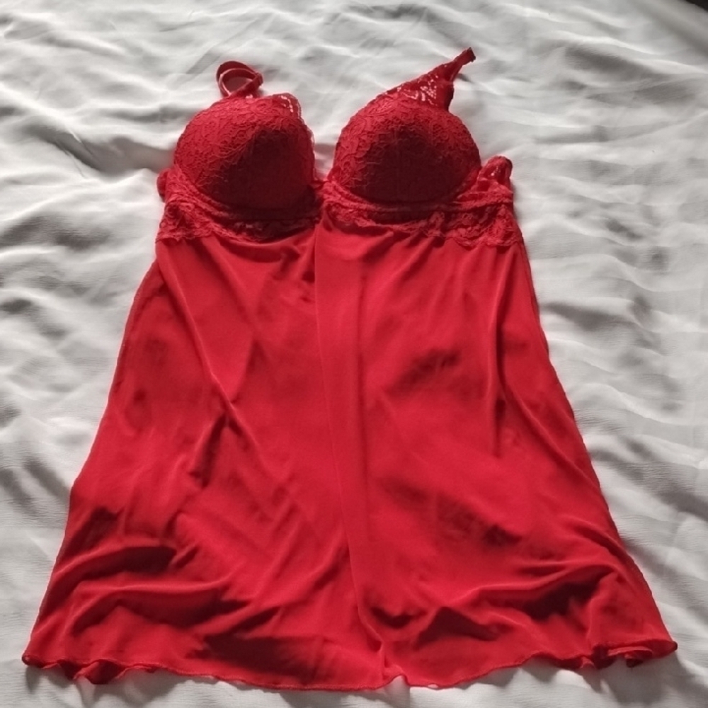 Marilyn Monroe Red Lace Babydoll Chemise Nighti Lingerie, Size: L